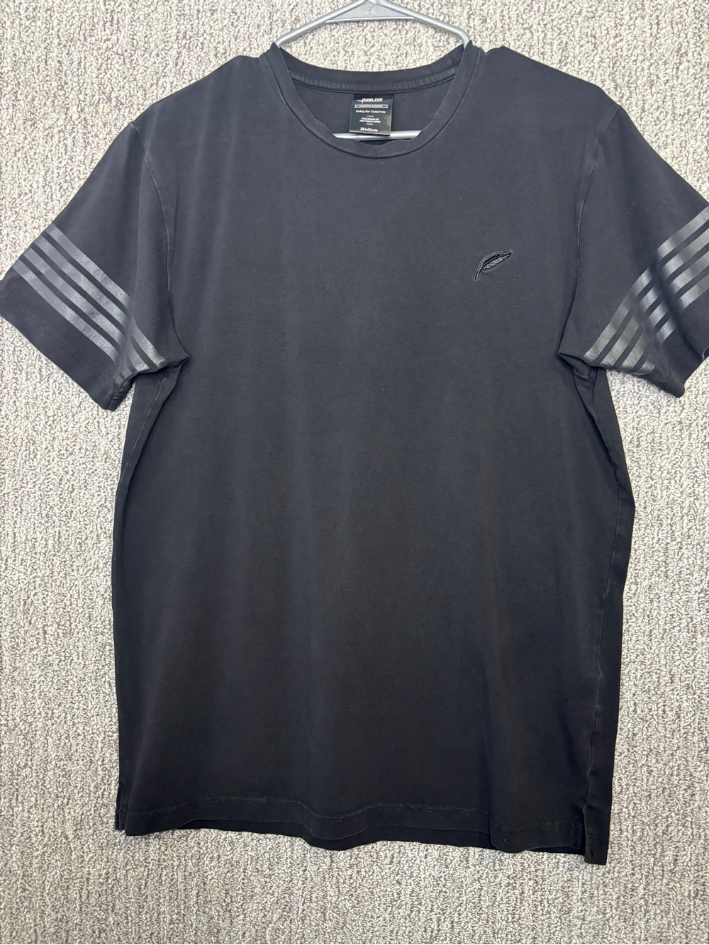 Publish Mens Urban Outfitters Short Sleeve T-shirt Stripes Embroidered Feather